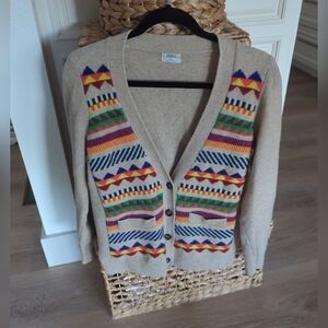 WALLACE by MADEWELL Cardigan Aztec Sweater Knit  Jacket 100% Wool Size M